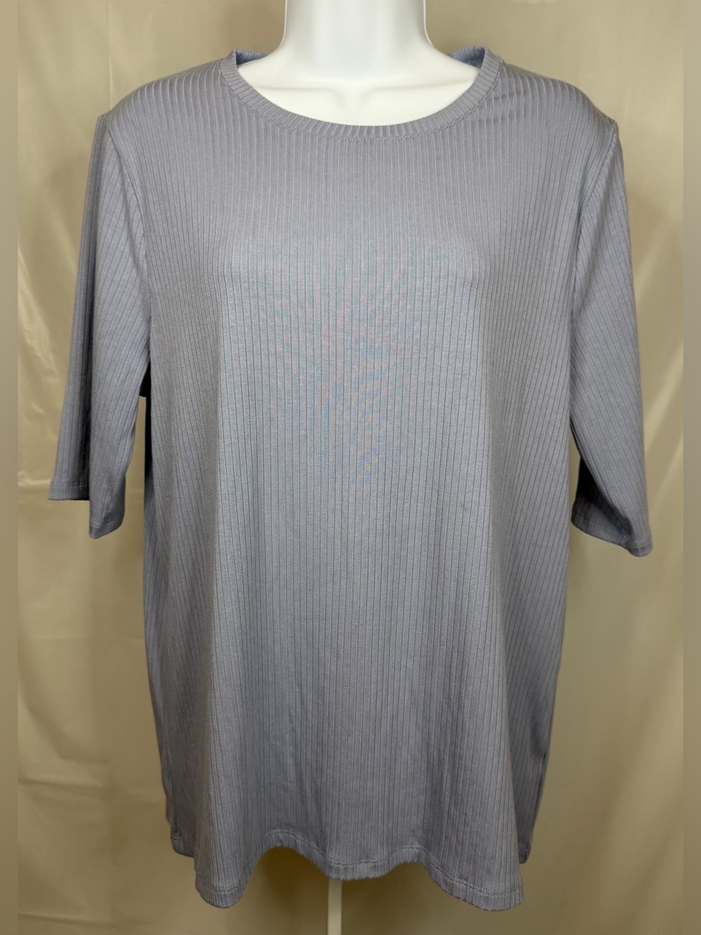 Splendid Blue Ribbed Short Sleeve Top XXL Crew Neck Soft Stretch Tee